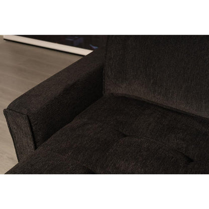 Polaris Black Chenille 125"W Reversible Sectional Sofa