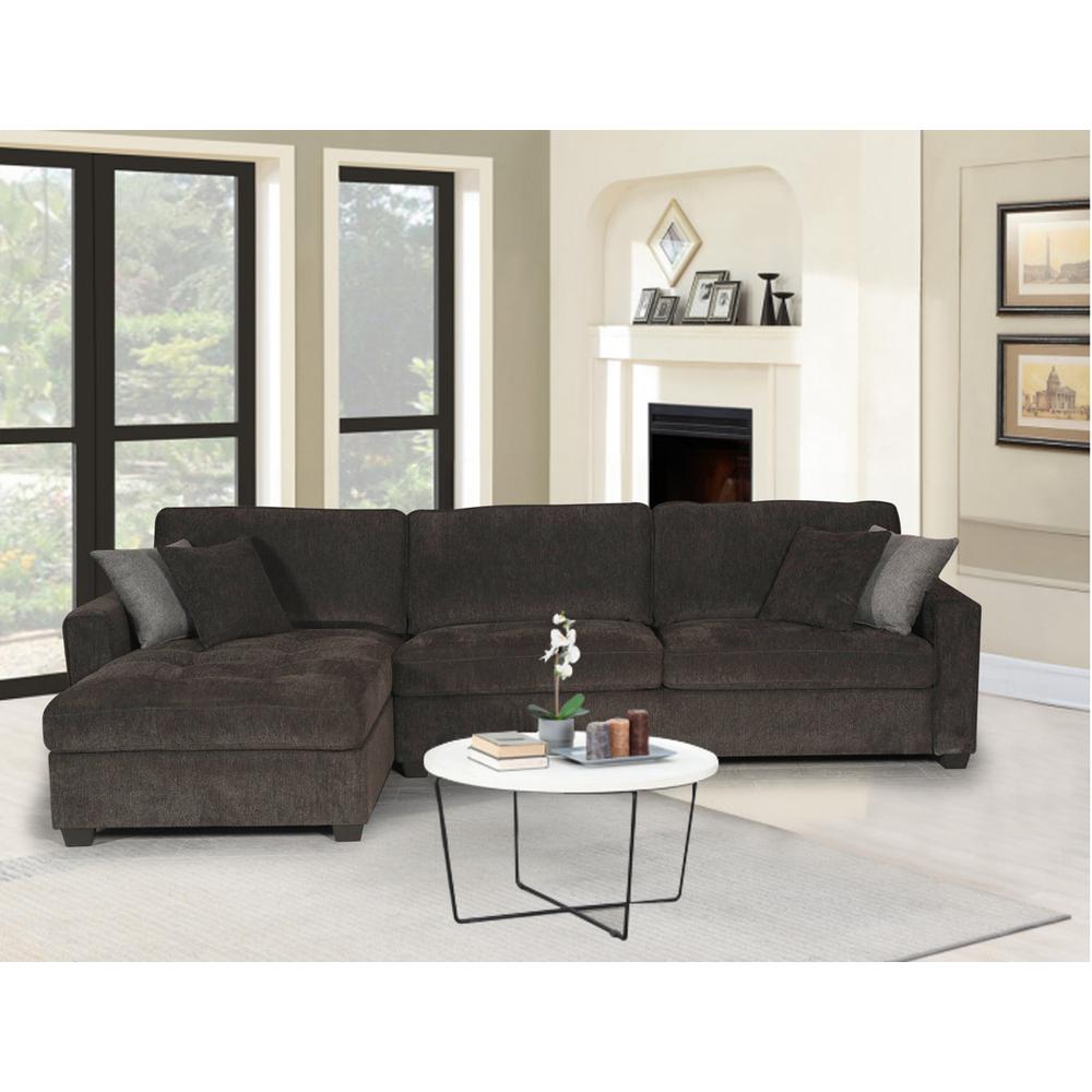 Polaris Black Chenille 125"W Reversible Sectional Sofa