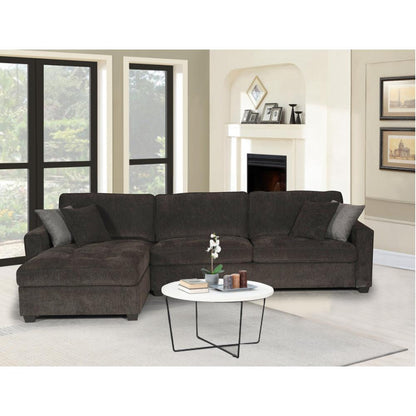 Polaris Black Chenille 125"W Reversible Sectional Sofa