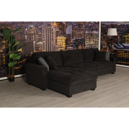 Polaris Black Chenille 125"W Reversible Sectional Sofa
