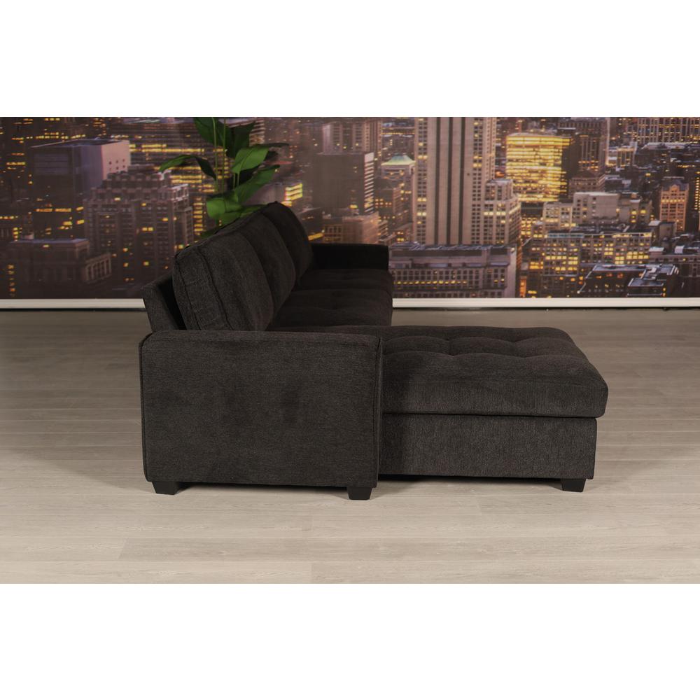 Polaris Black Chenille 125"W Reversible Sectional Sofa