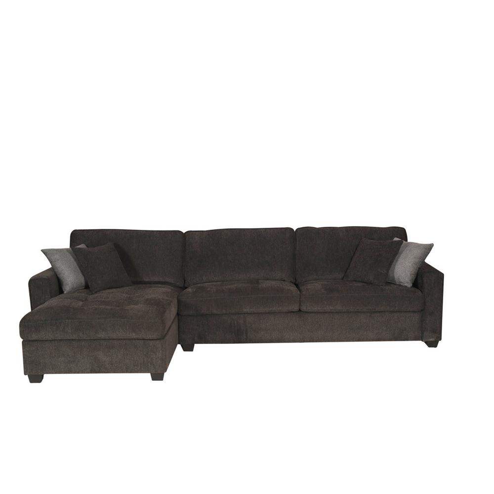 Polaris Black Chenille 125"W Reversible Sectional Sofa
