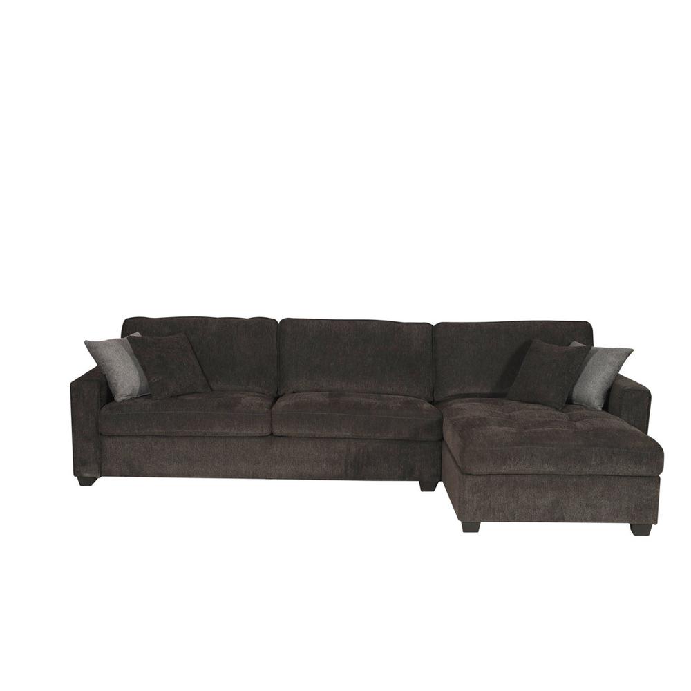 Polaris Black Chenille 125"W Reversible Sectional Sofa