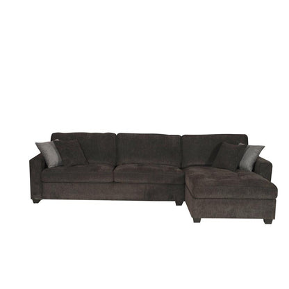 Polaris Black Chenille 125"W Reversible Sectional Sofa