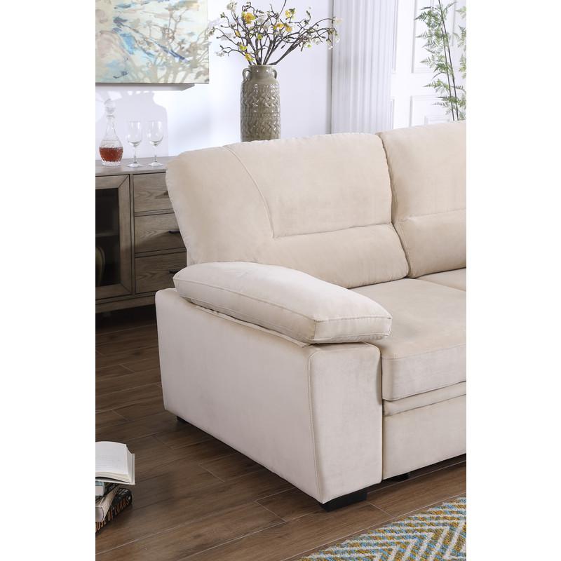 Kipling Beige Woven Fabric Reversible Sleeper Sectional Sofa Chaise