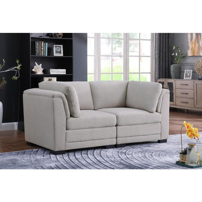 Kristin Light Gray Linen Fabric Loveseat