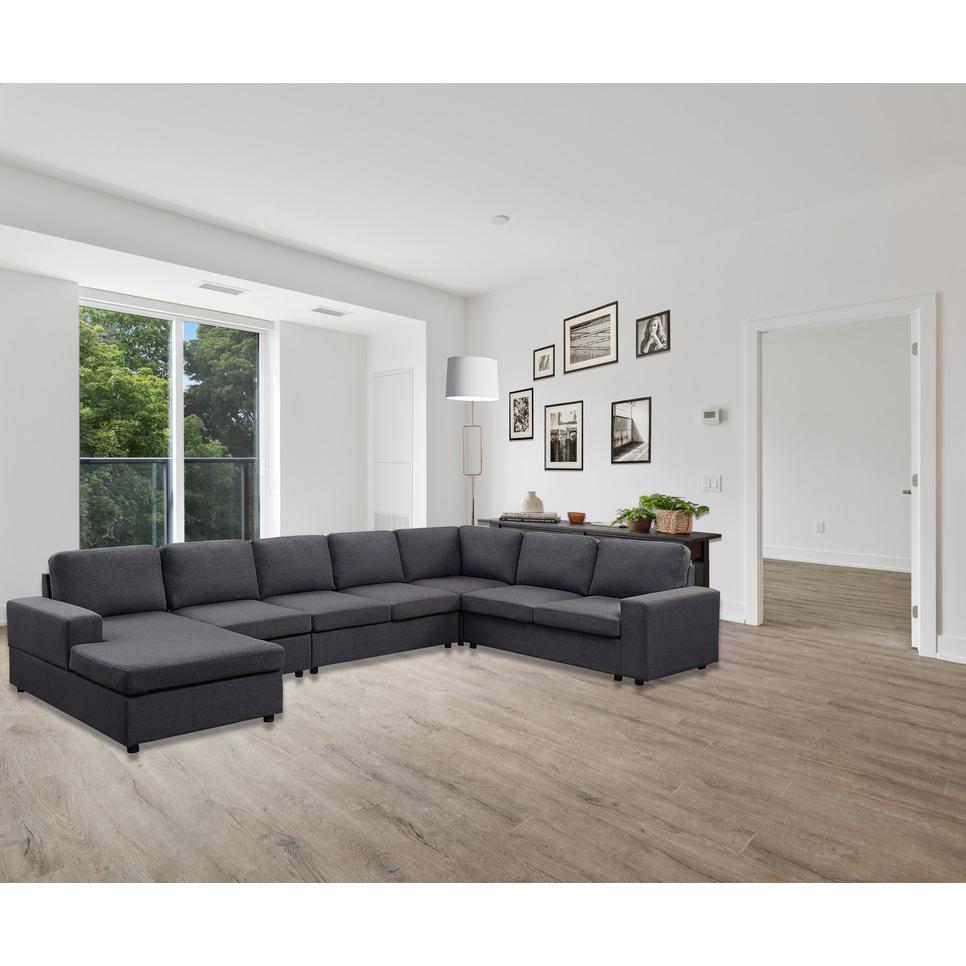 Hayden Modular Sectional Sofa with Reversible Chaise in Dark Gray Linen