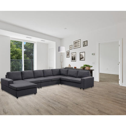 Hayden Modular Sectional Sofa with Reversible Chaise in Dark Gray Linen