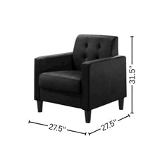 Accent Armchair, Black Velvet, Tufted Back