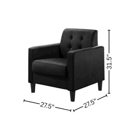 Accent Armchair, Black Velvet, Tufted Back