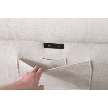 97"W Beige Chenille Reversible Sleeper Sectional Sofa Chaise with USB Charger