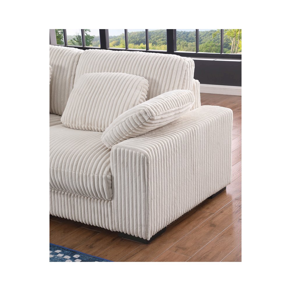 155.5"W Beige Corduroy Modular Corner Sectional Sofa with Left-Facing Chaise