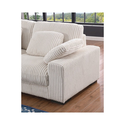 155.5"W Beige Corduroy Modular Corner Sectional Sofa with Left-Facing Chaise