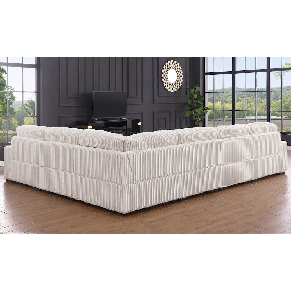 155.5"W Beige Corduroy Modular Corner Sectional Sofa with Left-Facing Chaise
