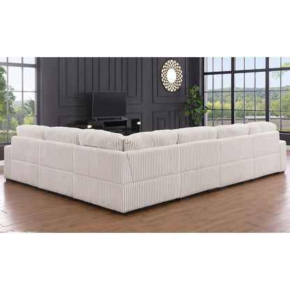 155.5"W Beige Corduroy Modular Corner Sectional Sofa with Left-Facing Chaise