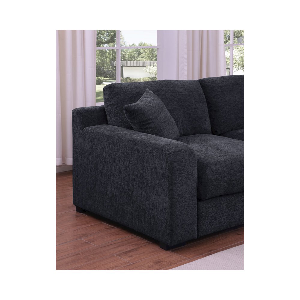 Celine 128"W Charcoal Chenille Fabric Corner Sectional Sofa