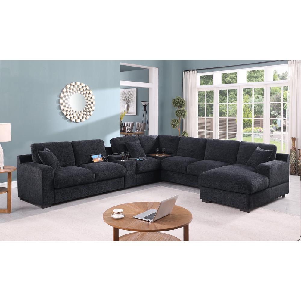 Fabric Corner Sectional Sofa with Right-Facing Chaise, Cupholders