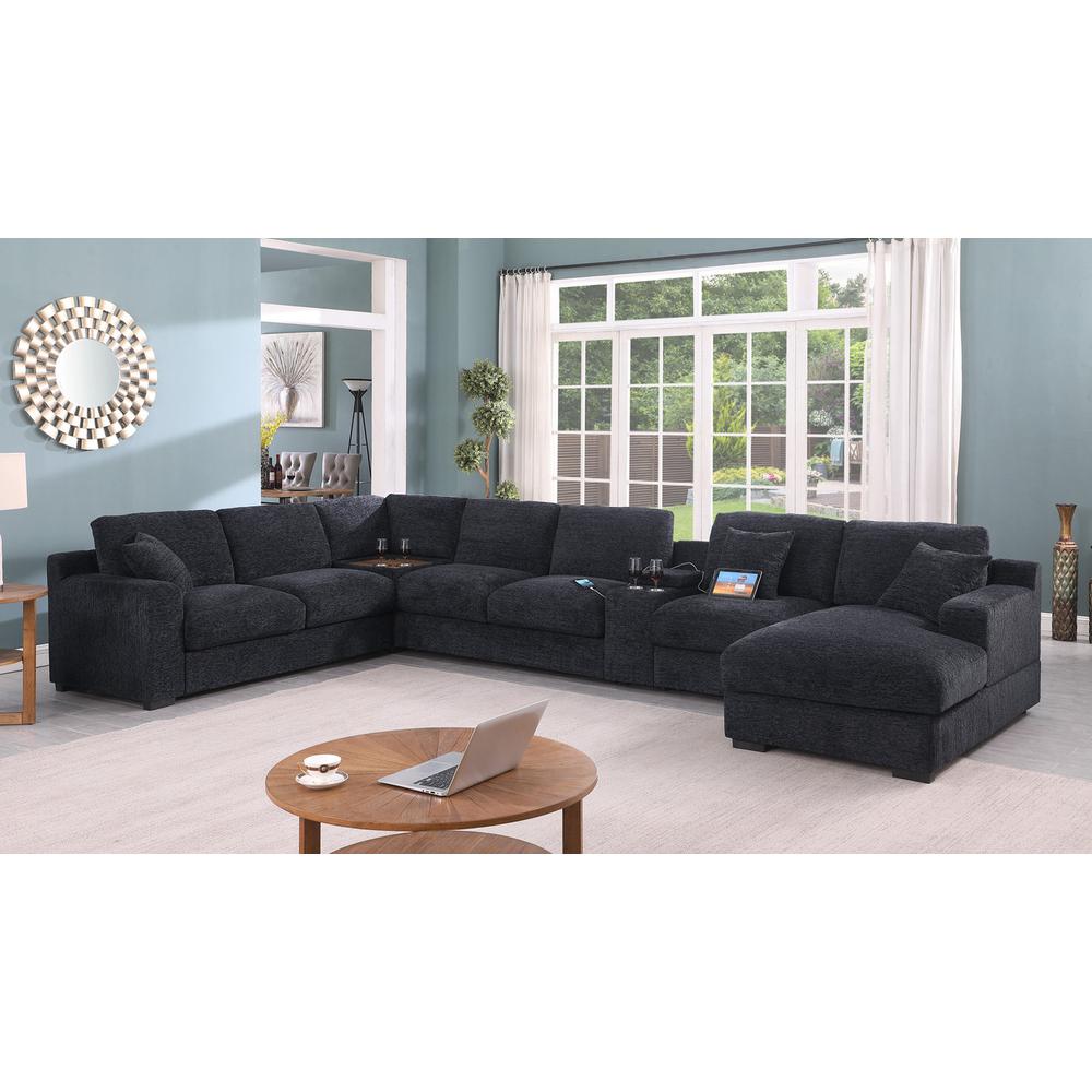 Fabric Corner Sectional Sofa with Right-Facing Chaise, Cupholders