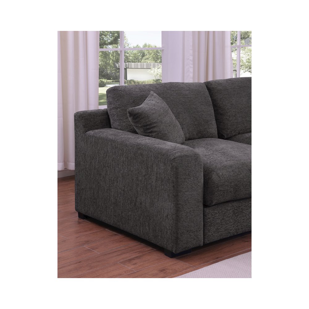 Celine 128"W Gray Chenille Fabric Corner Sectional Sofa