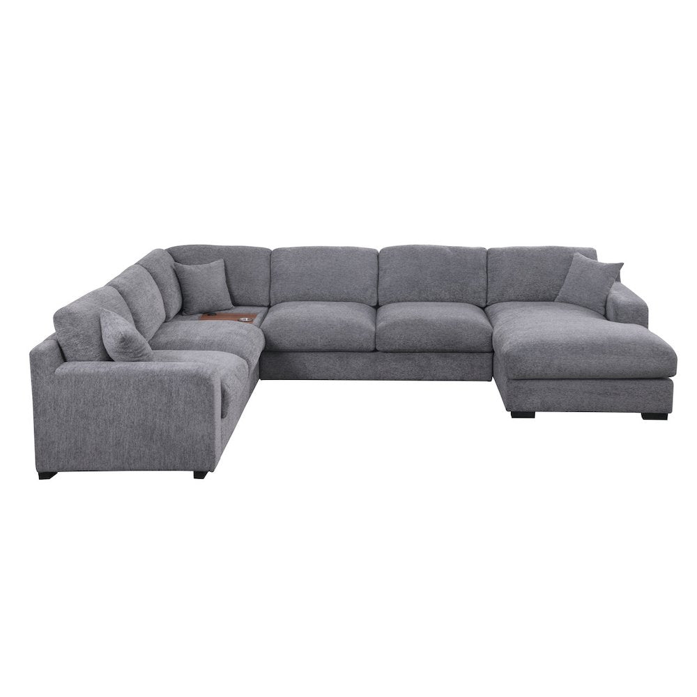 Celine 128"W Light Gray Chenille Fabric Corner Sectional Sofa