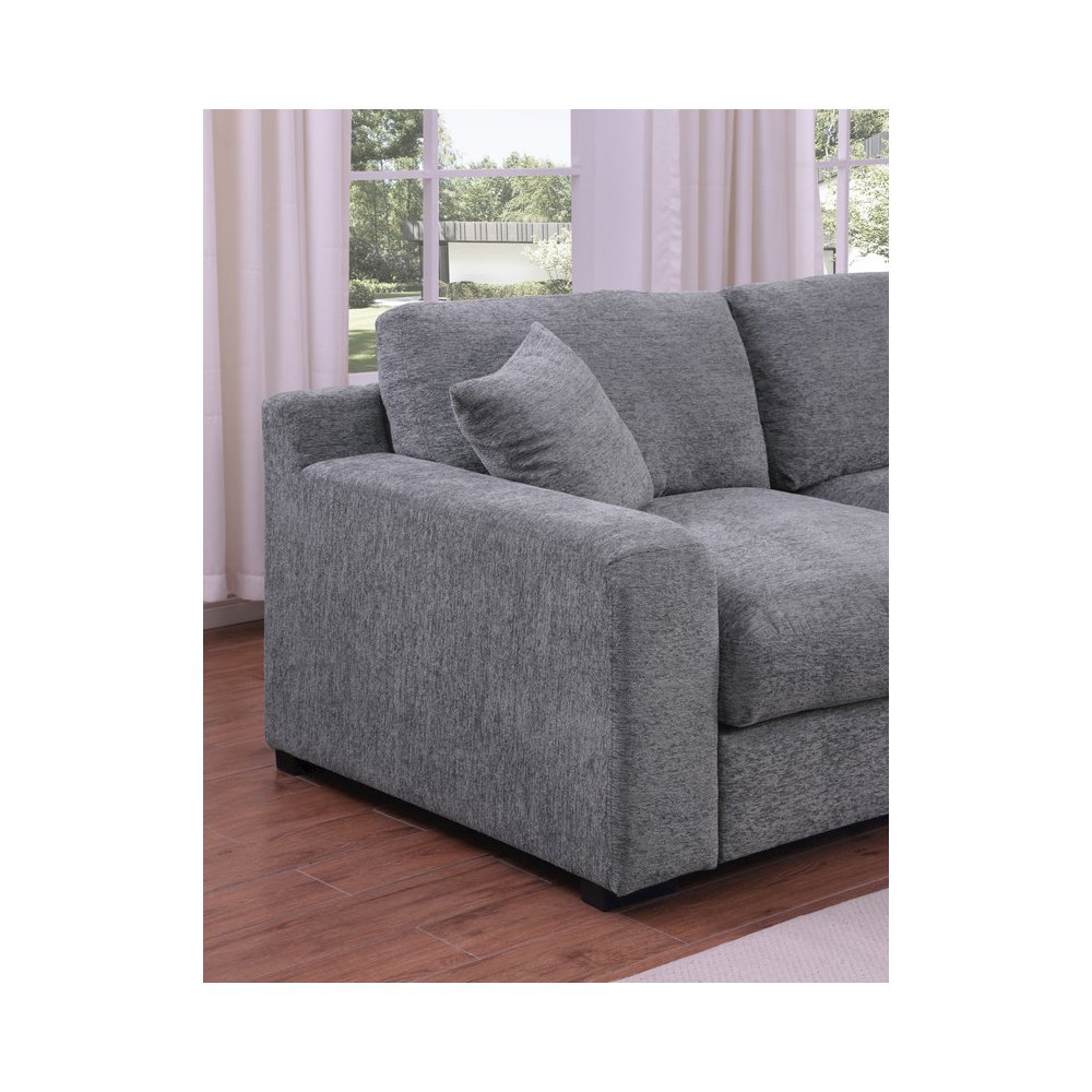Celine 128"W Light Gray Chenille Fabric Corner Sectional Sofa