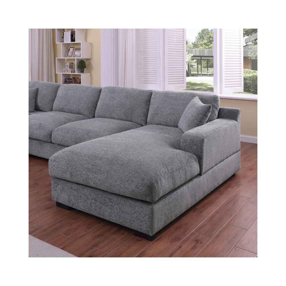 Celine 128"W Light Gray Chenille Fabric Corner Sectional Sofa