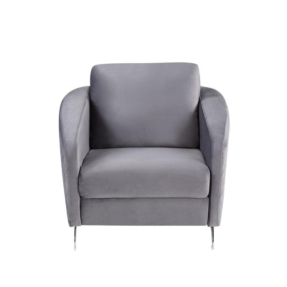 Sofia Gray Velvet Fabric Sofa Loveseat Chair Living Room Set