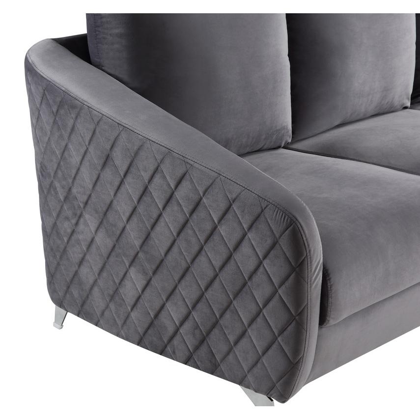 Sofia Gray Velvet Fabric Sofa Loveseat Chair Living Room Set