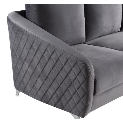 Sofia Gray Velvet Fabric Sofa Loveseat Chair Living Room Set