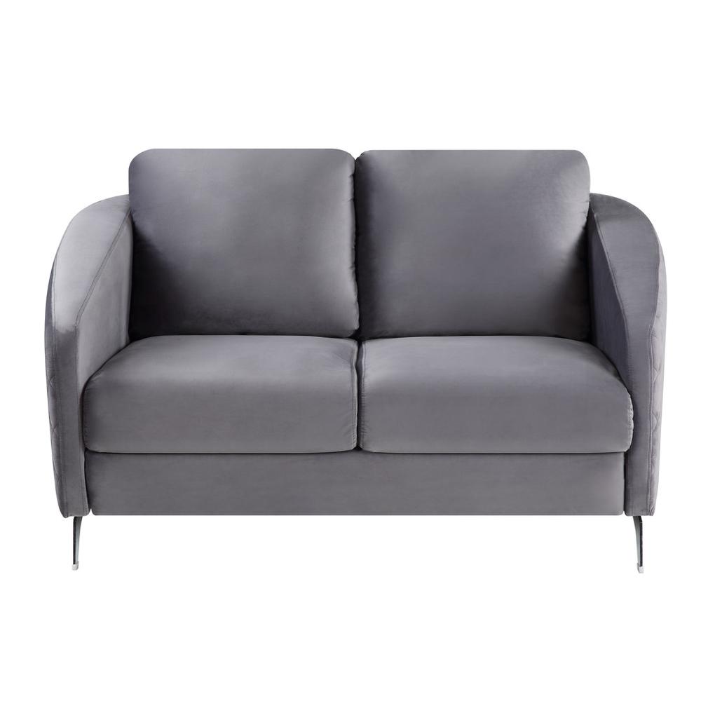 Sofia Gray Velvet Fabric Sofa Loveseat Chair Living Room Set