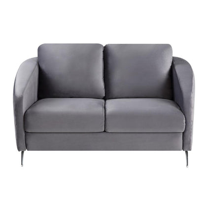 Sofia Gray Velvet Fabric Sofa Loveseat Chair Living Room Set