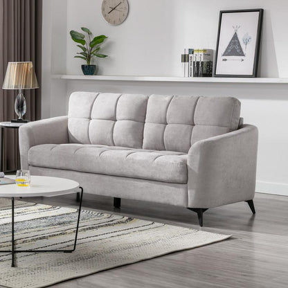 Callie Light Gray Velvet Fabric Sofa