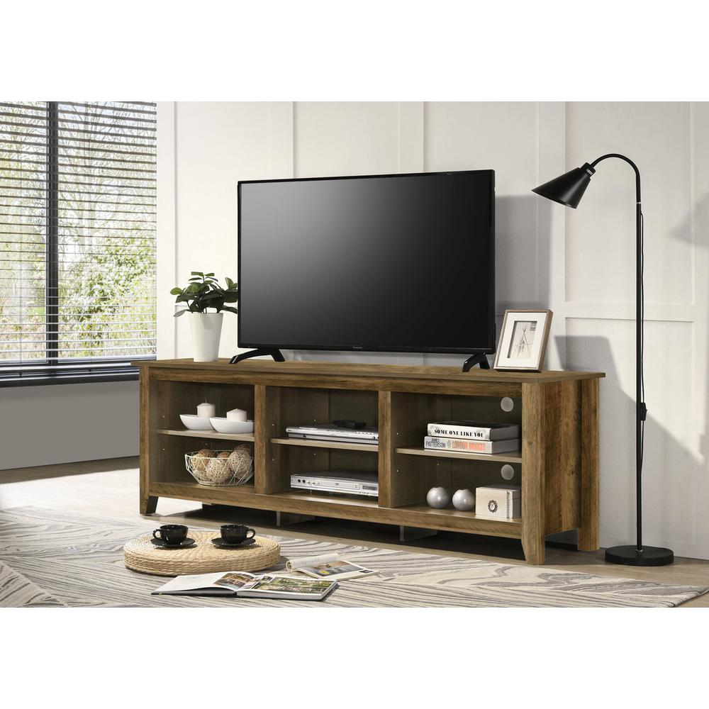 70"W TV Stand with Open Shelves and Cable Management