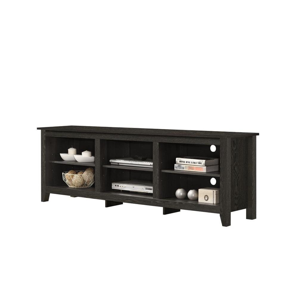 70"W TV Stand with Open Shelves and Cable Management