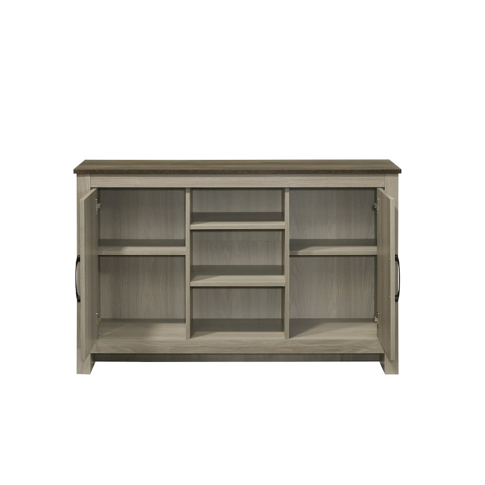 47"W Gray Oak Console Table, Buffet Table, Sideboard with Shelves