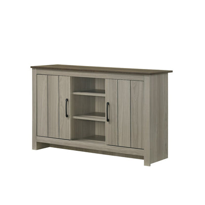 47"W Gray Oak Console Table, Buffet Table, Sideboard with Shelves