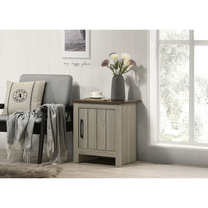 Nyla 16"W Gray Oak End Table, Side Table, Nightstand with Cabinet Door