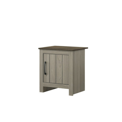 Nyla 16"W Gray Oak End Table, Side Table, Nightstand with Cabinet Door
