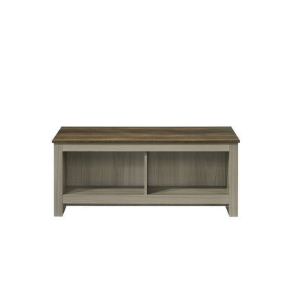 Nyla 43"W Gray Oak Coffee Table with Open Shelves Front and Back
