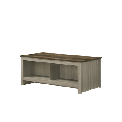 Nyla 43"W Gray Oak Coffee Table with Open Shelves Front and Back