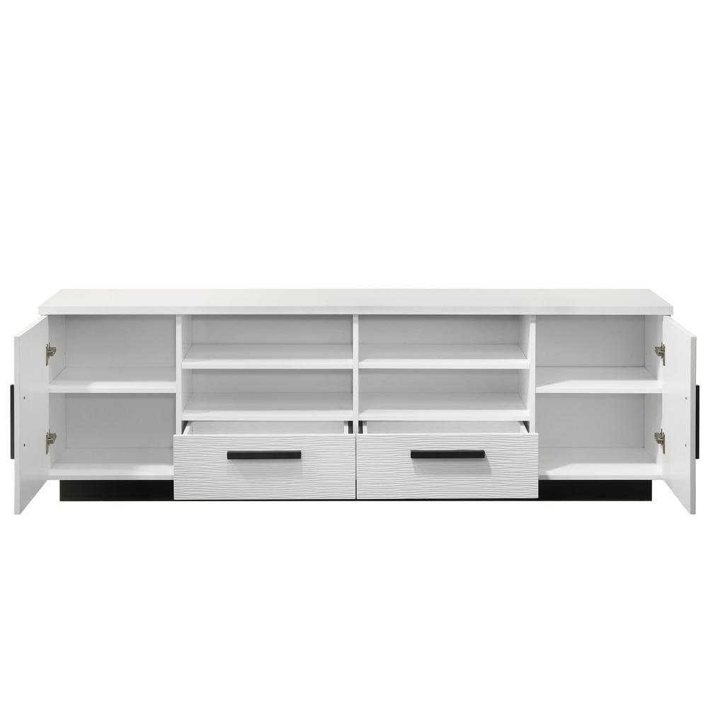 Matilda 70.5"W White Finish TV Stand with Drawers