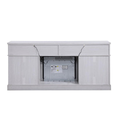 Lucifer 70"W White Walnut Finish TV Stand Console with Fireplace
