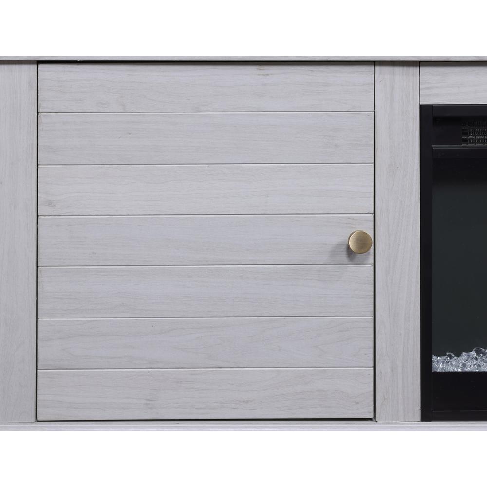 Lucifer 70"W White Walnut Finish TV Stand Console with Fireplace
