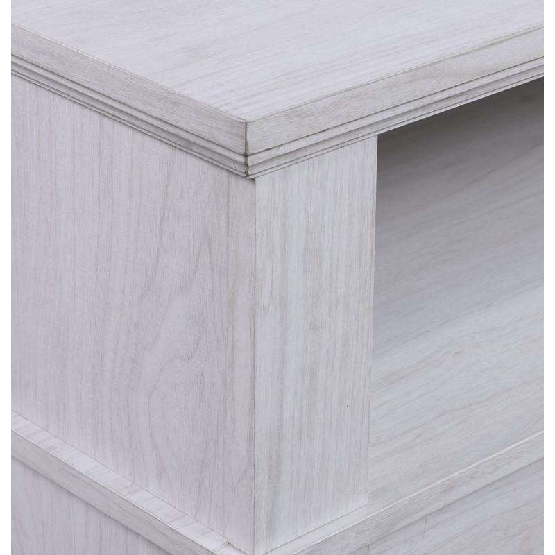 Lucifer 70"W White Walnut Finish TV Stand Console with Fireplace