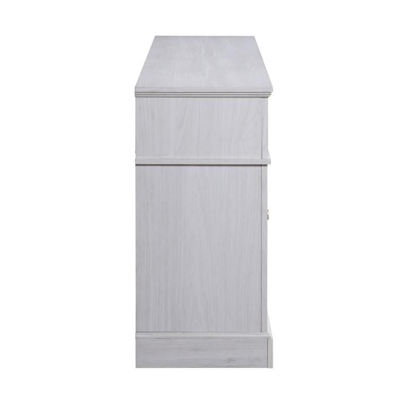 Lucifer 70"W White Walnut Finish TV Stand Console with Fireplace
