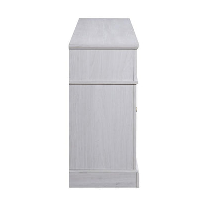 Lucifer 70"W White Walnut Finish TV Stand Console with Fireplace