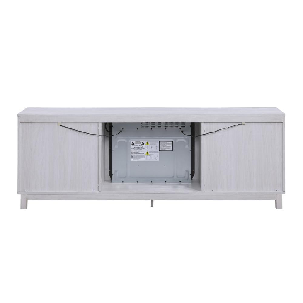 Summit 70"W White Walnut Finish TV Stand Console with Fireplace