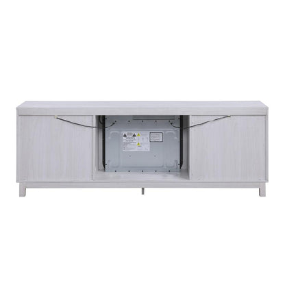 Summit 70"W White Walnut Finish TV Stand Console with Fireplace