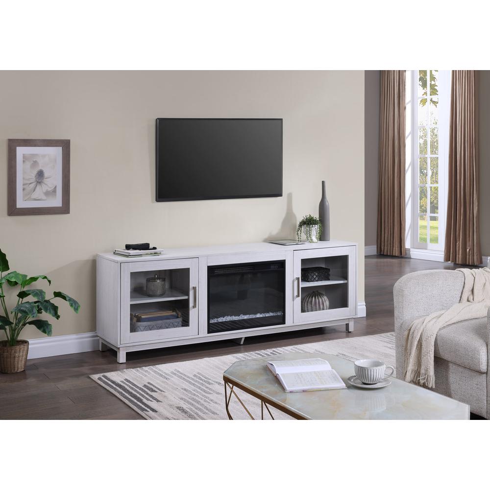 Summit 70"W White Walnut Finish TV Stand Console with Fireplace