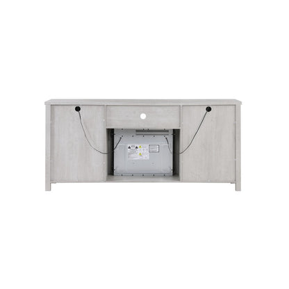 70"W White Walnut Finish Fireplace TV Stand Console with LED Light, Cabinets